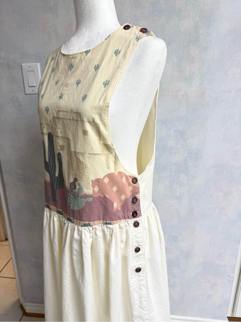 VTG Southwest-Style Pinafore/Jumper MIDI Dress, Retro 1990’s. Sleeveless. - Picture 3 of 16